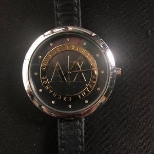 Black mother of pearl armani exchange wrist watch
